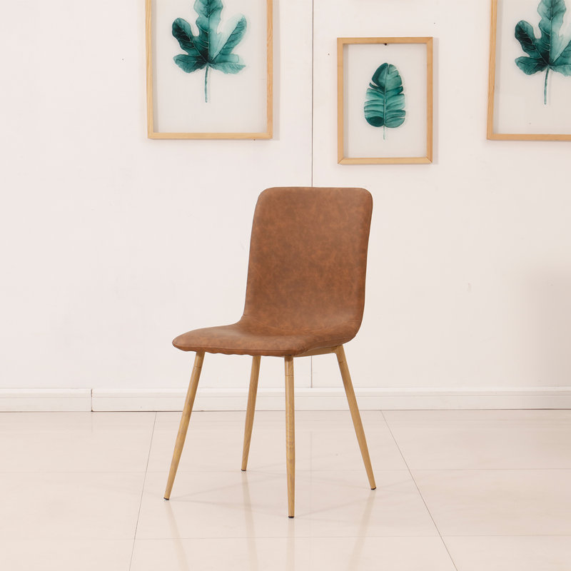 George Oliver Hansell Leather Side Chair in Brown | Wayfair